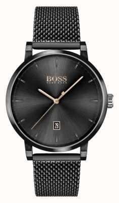 BOSS ​vertrouwen van mannen | zwarte mesh armband | zwarte wijzerplaat 1513810