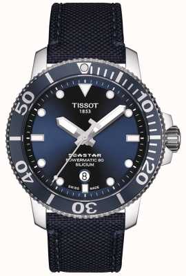 Tissot Seastar 1000 powermatic | blauwe stoffen band | blauwe wijzerplaat T1204071704101