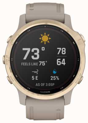 Garmin Fenix 6s pro zonne-energie | licht goud met licht zand band 010-02409-11