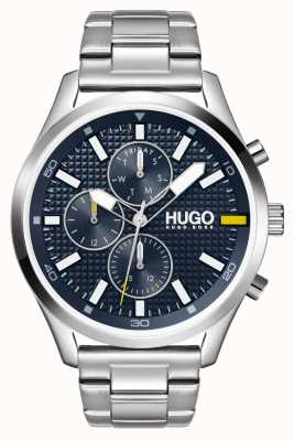 HUGO Heren #achtervolging | blauwe wijzerplaat | roestvrij stalen horloge 1530163