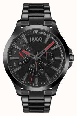 HUGO #leap casual | zwarte wijzerplaat | zwarte ip armband 1530175