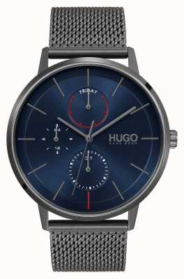 HUGO #bestaan bedrijf | blauwe wijzerplaat | grijze ip mesh band 1530171