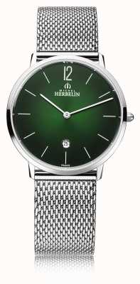 Herbelin Stad | stalen mesh-armband voor heren | groene wijzerplaat 19515/16NB
