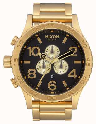 Nixon 51-30 chrono | geheel goud / zwart | gouden ip-armband | zwarte wijzerplaat A083-510-00