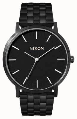 Nixon Porter | helemaal zwart / wit | zwarte ip stalen armband | zwarte wijzerplaat A1057-756-00