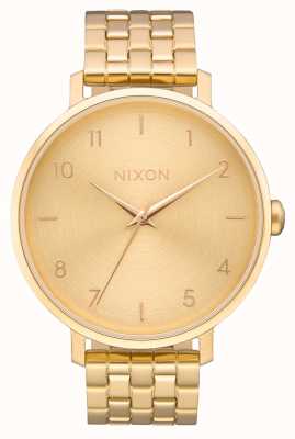 Nixon Pijl | alle goud | gouden ip stalen armband | gouden wijzerplaat A1090-502-00