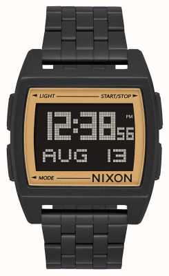 Nixon Basis | helemaal zwart / goud | digitaal | zwarte ip stalen armband A1107-1031-00