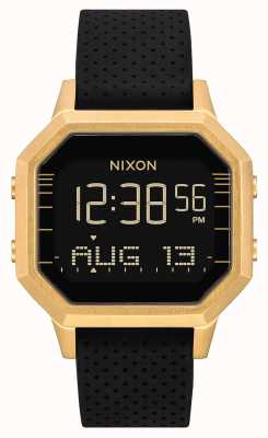 Nixon Sirene ss | goud / zwart lh | digitaal | zwarte siliconen band A1211-2970-00