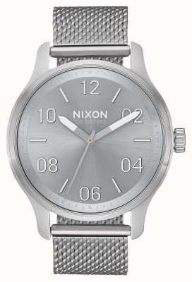 Nixon Patrouille | geheel zilver / lum | roestvrijstalen gaas | zilveren wijzerplaat A1242-3316-00