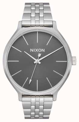 Nixon Kliek | geheel zilver / grijs | roestvrijstalen armband | zilveren wijzerplaat A1249-2762-00