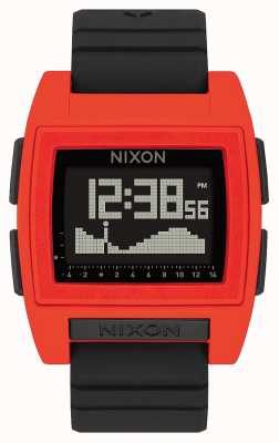 Nixon Base tij pro | rood / zwart | digitaal | zwarte siliconen band A1307-209-00