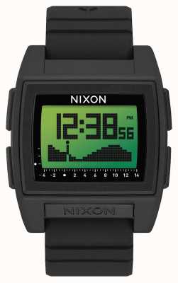Nixon Base tij pro | zwart / groen positief | digitaal | zwarte siliconen band A1307-3327-00