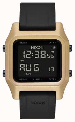 Nixon Nietje | zwart / goud | digitaal | zwarte siliconen band A1309-010-00
