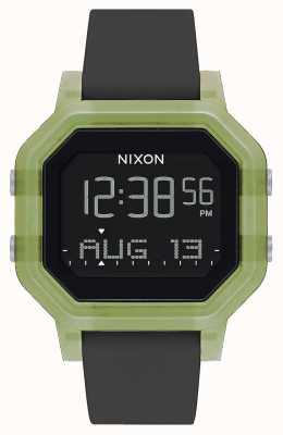 Nixon Sirene | helder groen | digitaal | zwarte siliconen band A1311-3408-00