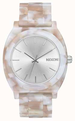 Nixon Tijdteller acetaat | roze / zilver | zilveren wijzerplaat A327-718-00