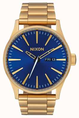 Nixon Sentry ss | alle goud / blauwe zonnestraal | gouden ip stalen armband | blauwe wijzerplaat A356-2735-00