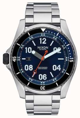 Nixon Descender | blauwe zonnestraal | roestvrijstalen armband | blauwe wijzerplaat A959-1258-00