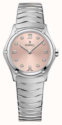 EBEL Sportklassieker - 8 diamanten (29 mm) roze wijzerplaat / roestvrij staal 1216444A