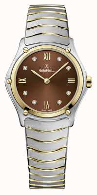 EBEL Sportklassieker voor dames | tweekleurige roestvrijstalen armband | bruine wijzerplaat 1216445A