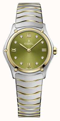 EBEL Sportklassieker - 8 diamanten (29 mm) groene wijzerplaat / 18k goud en roestvrij staal 1216473A