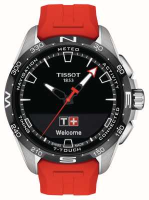Tissot T-Touch Connect solar titanium (47,5 mm) zwarte wijzerplaat / rode synthetische band T1214204705101