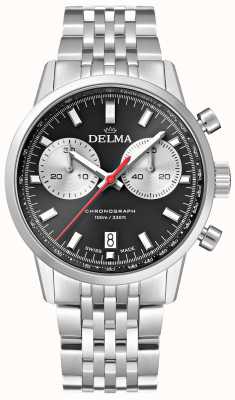 Delma Continental chronograaf | stalen armband | zwarte wijzerplaat 41701.704.6.031