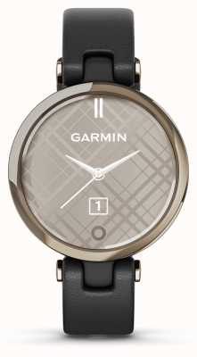 Garmin Lily klassieke editie | crème gouden ring | zwarte behuizing | italiaanse lederen band 010-02384-B1