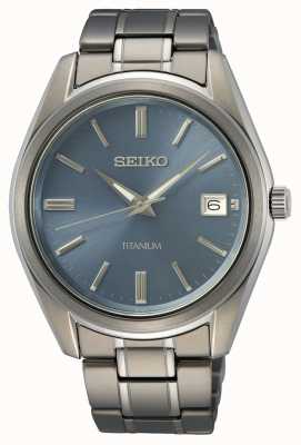 Seiko Titanium blauwe wijzerplaat voor heren SUR371P1