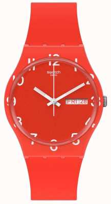 Swatch Over rood | rode siliconen band | rode wijzerplaat GR713