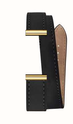 Herbelin Antarès verwisselbare horlogeband - double wrap zwart leer / goud pvd - alleen band BRAC.17048.72/P