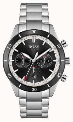 BOSS | heren | Santiago | zwarte wijzerplaat | roestvrijstalen armband | 1513862