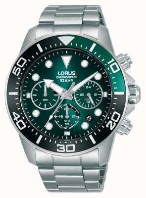 Lorus Herenchronograaf | groene wijzerplaat | roestvrijstalen armband RT341JX9