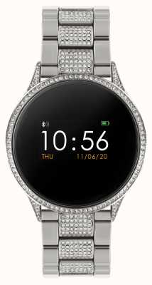 Reflex Active Serie 4 smartwatch | kleuren touchscreen | Stenen armband van roestvrij staal RA04-4013
