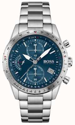 BOSS | pilot editie | heren | roestvrijstalen armband | blauwe wijzerplaat | 1513850