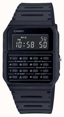 Casio Retro rekenmachine horloge | zwarte kunststof band | zwarte wijzerplaat CA-53WF-1BEF
