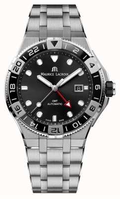 Maurice Lacroix Aikon Venturer GMT | roestvrijstalen armband | zwarte wijzerplaat AI6158-SS002-330-1