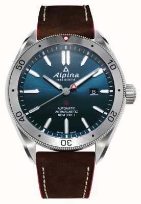 Alpina Alpiner 4 automatisch heren | bruine leren band | blauwe wijzerplaat AL-525NS5AQ6