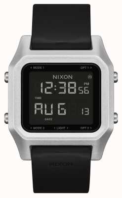 Nixon Nieten | zilver / zwart | digitaal | zwarte siliconen band A1309-625