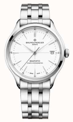 Baume & Mercier Clifton baumatic chronometer (40 mm) zuiver witte wijzerplaat / roestvrijstalen armband M0A10505