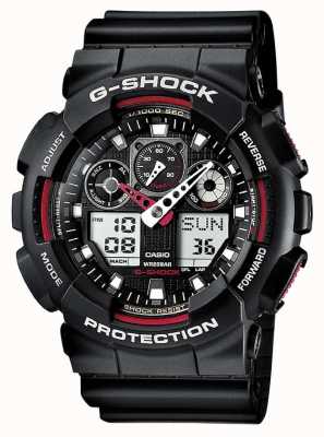 Casio G-shock chronograaf alarm zwart rood GA-100-1A4ER