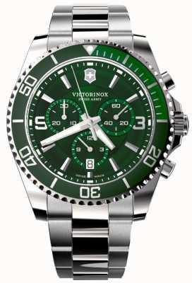 Victorinox Swiss Army | buitenbeentje chronograaf | heren | roestvrijstalen armband | groene wijzerplaat 241946