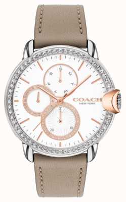 Coach Dames arden | stenen kalfsleren band | witte kristallen wijzerplaat 14503733