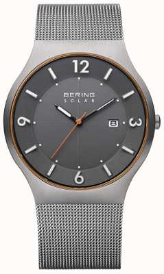 Bering Zonne | heren | grijze stalen mesh armband 14440-073-A