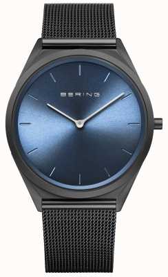 Bering Ultraslank zwart Milanees mesh-horloge voor heren 17039-227
