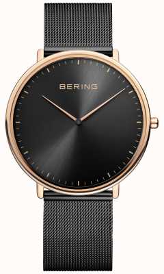 Bering Klassiek unisex horloge in zwart en roségoud 15739-166