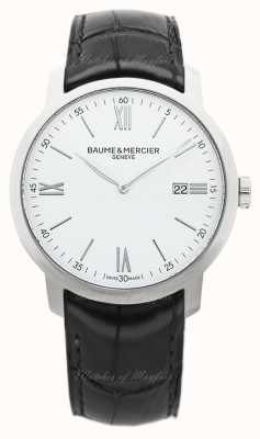 Baume & Mercier Classima quartz (42 mm) witte wijzerplaat / zwarte kalfsleren band M0A10414
