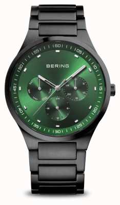 Bering Klassiek | heren | zwart geborsteld | groene wijzerplaat 11740-728