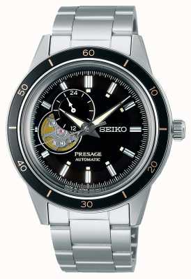 Seiko Presage stijl jaren '60 zwarte wijzerplaat horloge SSA425J1