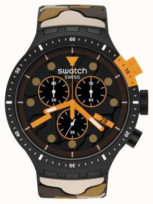 Swatch Escapedesert | grote gewaagde chrono | bruine camoband SB02B410