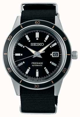 Seiko Presage stijl jaren '60 zwarte nylon band SRPG09J1